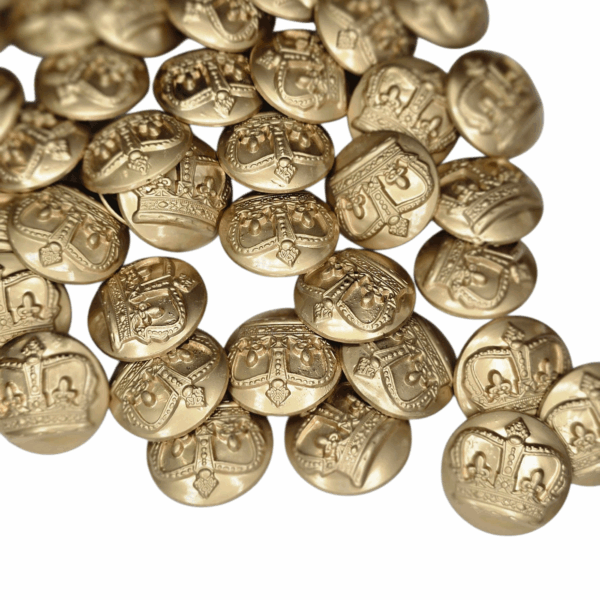 Regal Crown Buttons, 22mm, Set of 25 - Antique Gold Finish